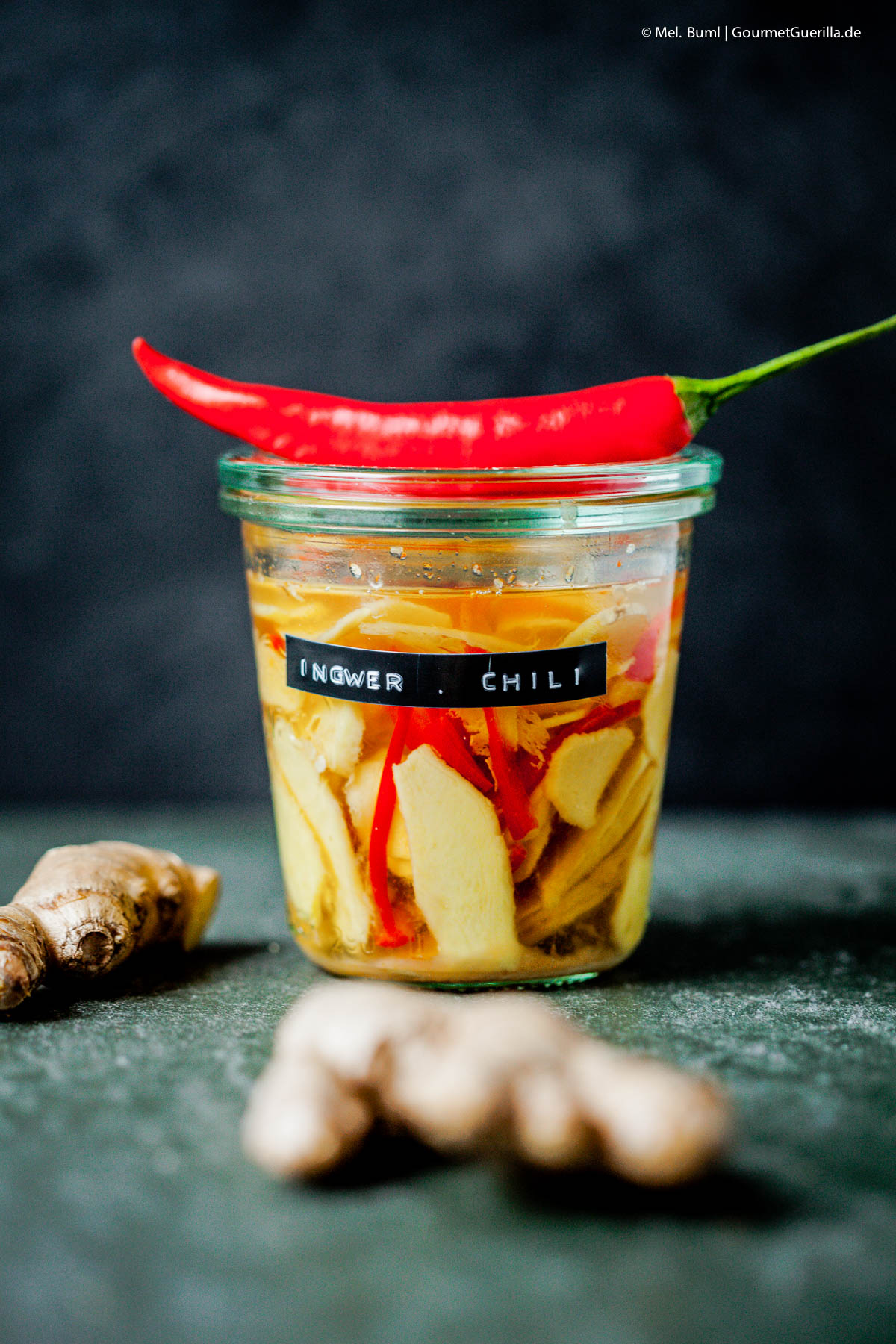  {Pickles} Quick, pickled ginger with chilli GourmetGuerilla.com 